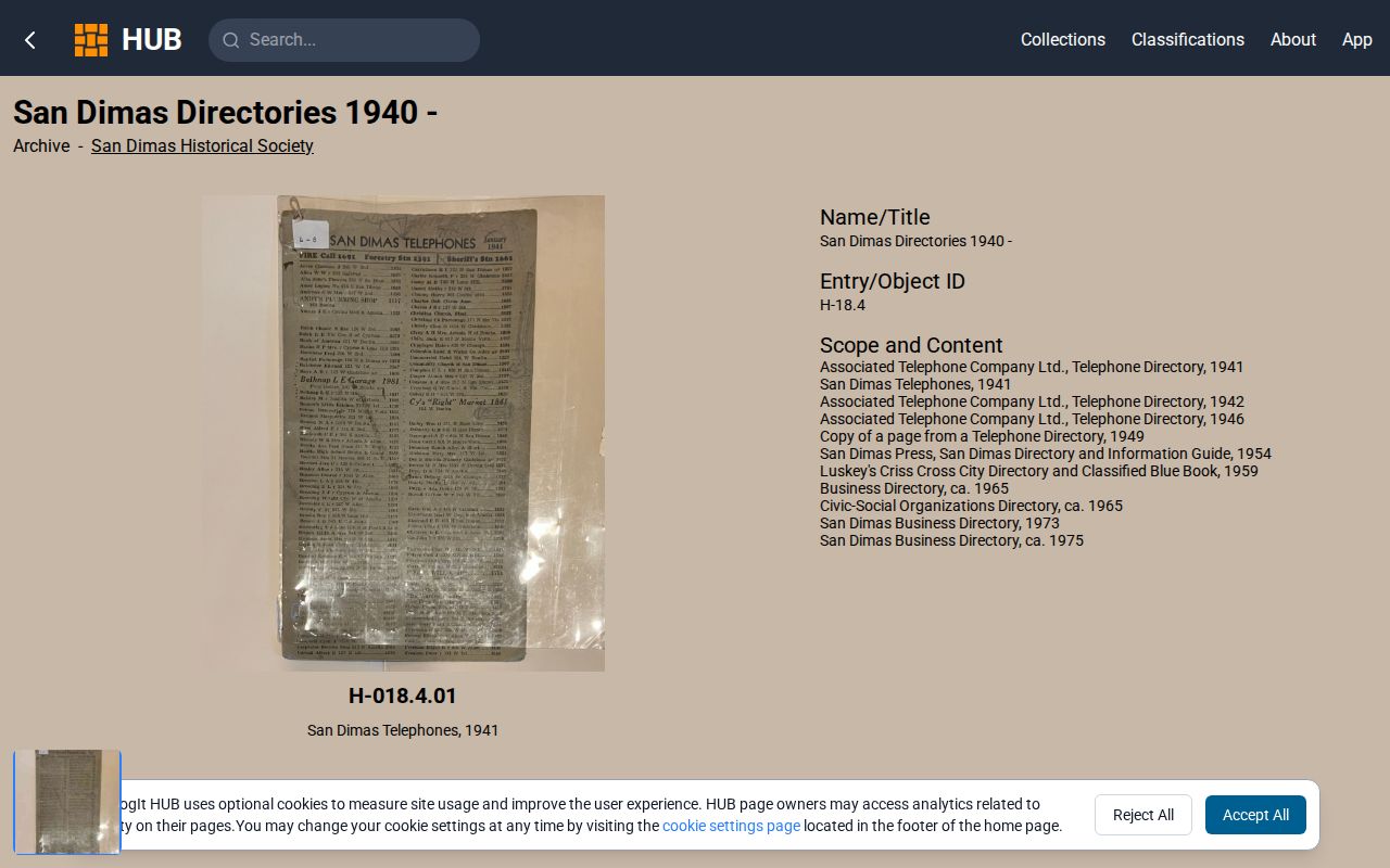 San Dimas neighbors view of the Historical Society directory collection