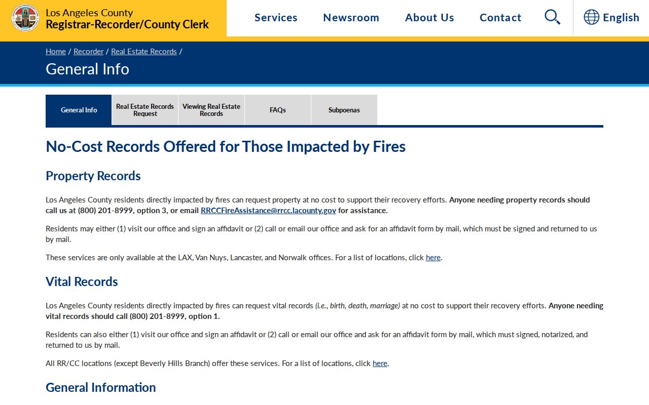 San Dimas previous residents view of the Los Angeles County real estate records overview