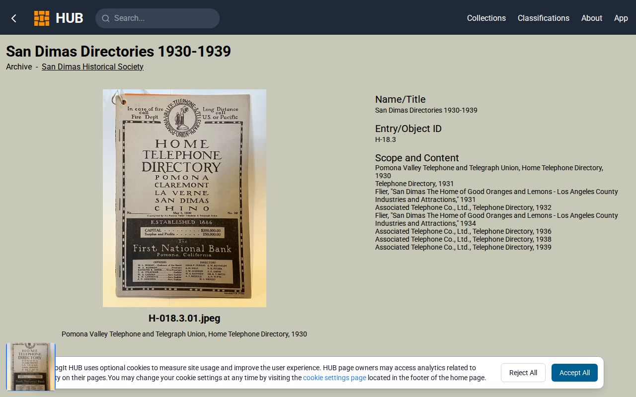 San Dimas previous residents view of the Historical Society 1930s directory collection