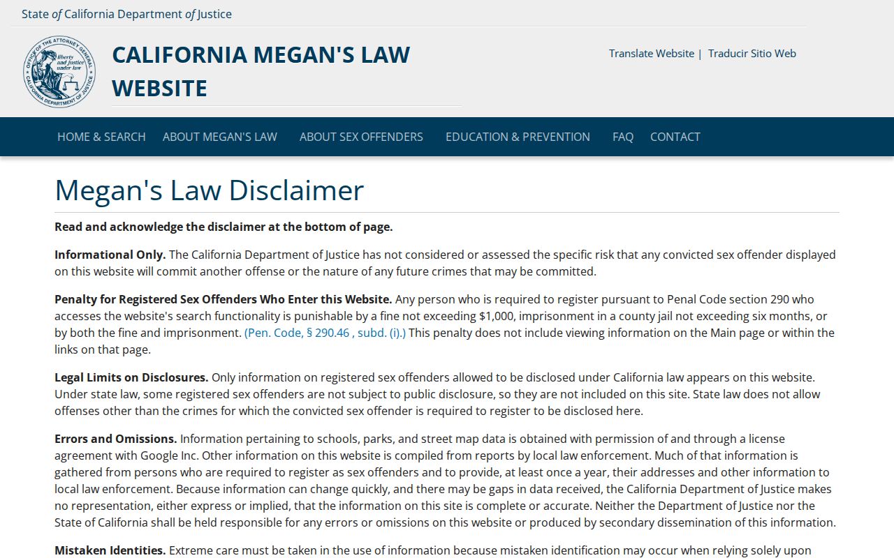 San Dimas resident lookup view of the California Megan’s Law official registry