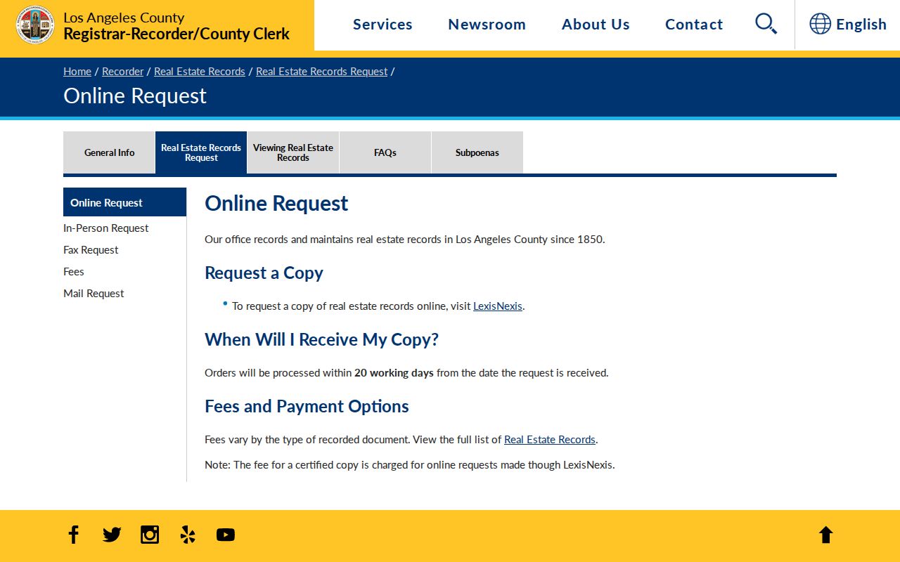 San Dimas street directory view of Los Angeles County recorded document ordering