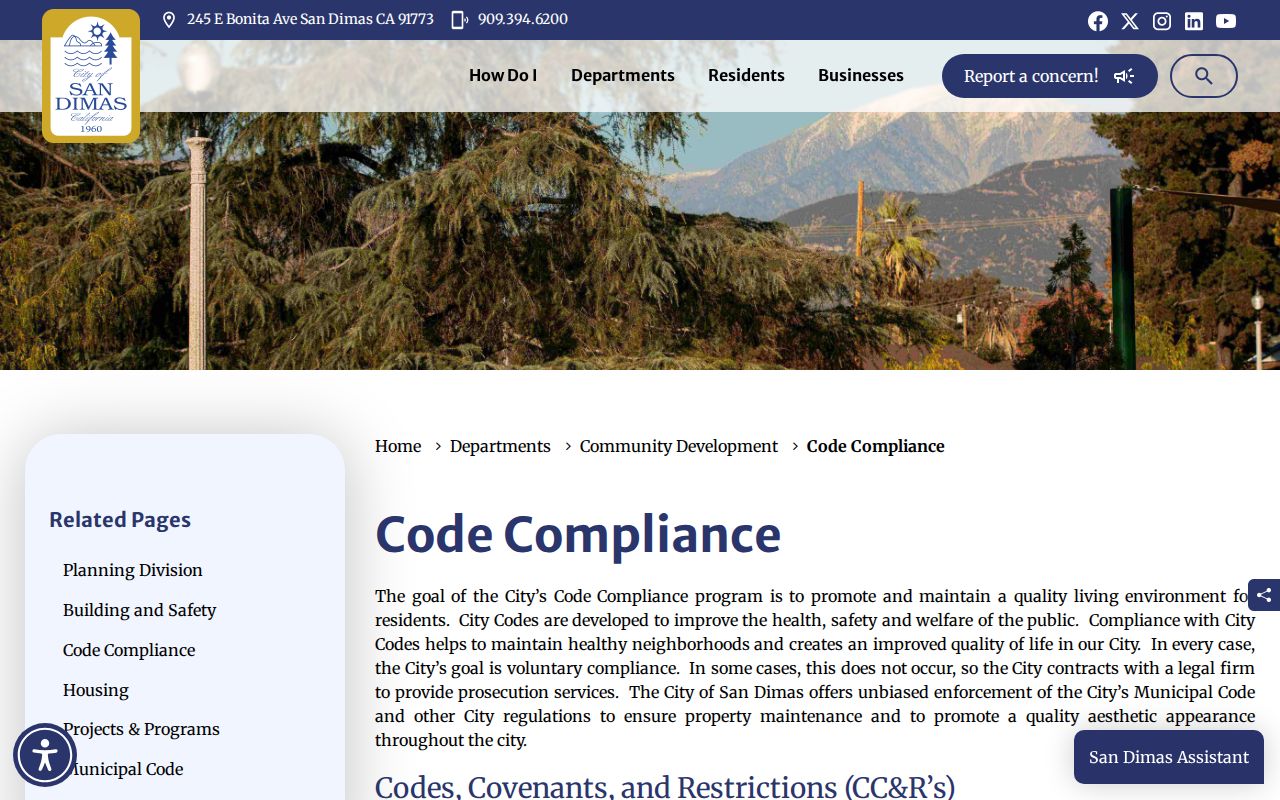 San Dimas ZIP code directory view of city and private HOA boundary guidance